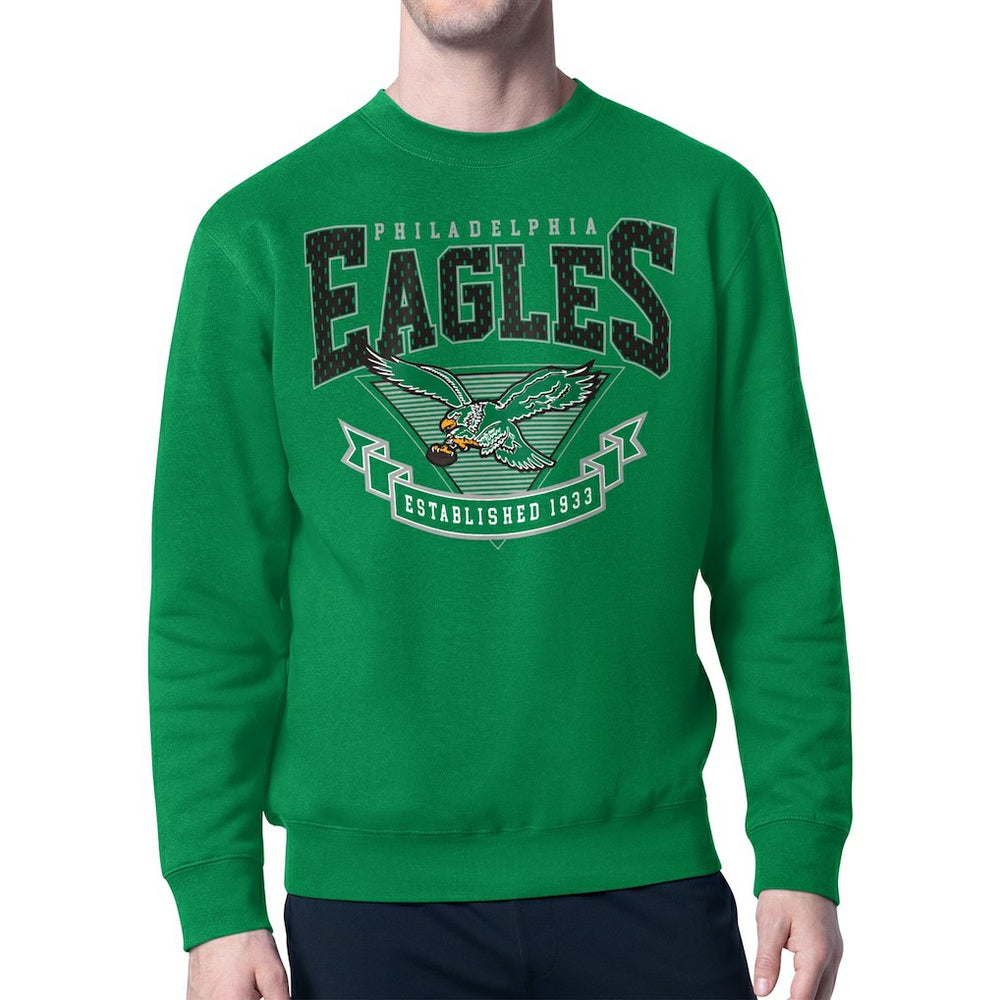 Philadelphia Eagles Starter Team Retro Logo Fleece Tri-Blend Pullover Hoodie - Kelly Green Hoodies