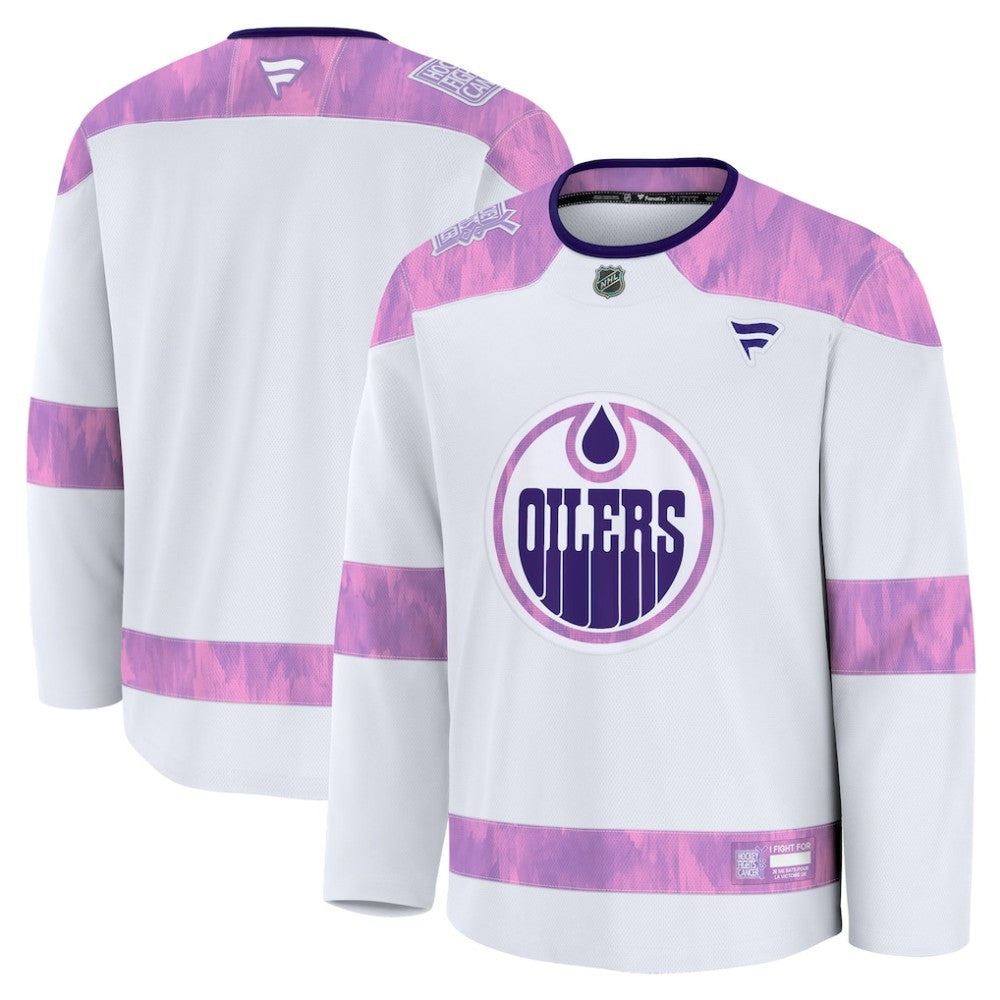 Edmonton Oilers Fanatics 2024 Hockey Fights Cancer Practice Jersey - White | US 202439771