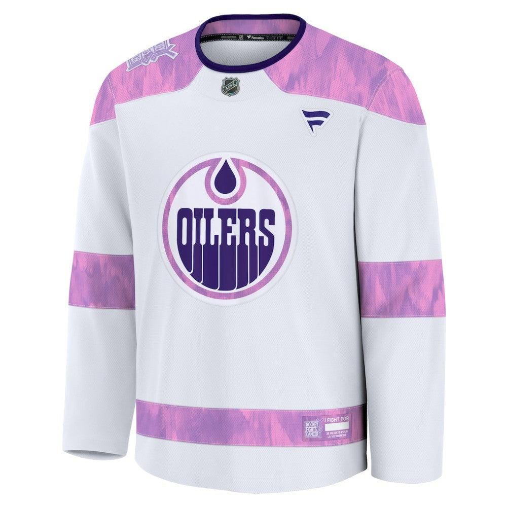 Edmonton Oilers Fanatics 2024 Hockey Fights Cancer Practice Jersey - White | US 202439771