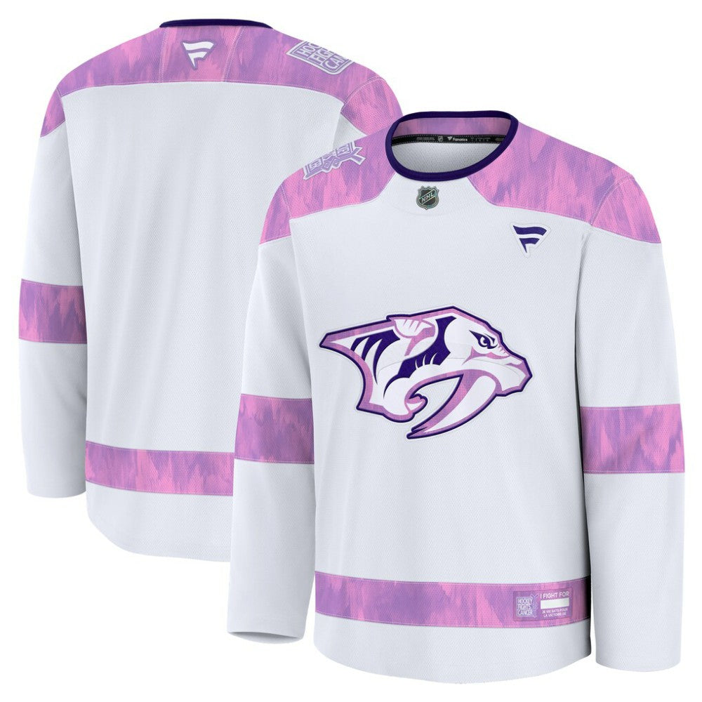 Nashville Predators Fanatics 2024 Hockey Fights Cancer Practice Jersey - White | US 202439773