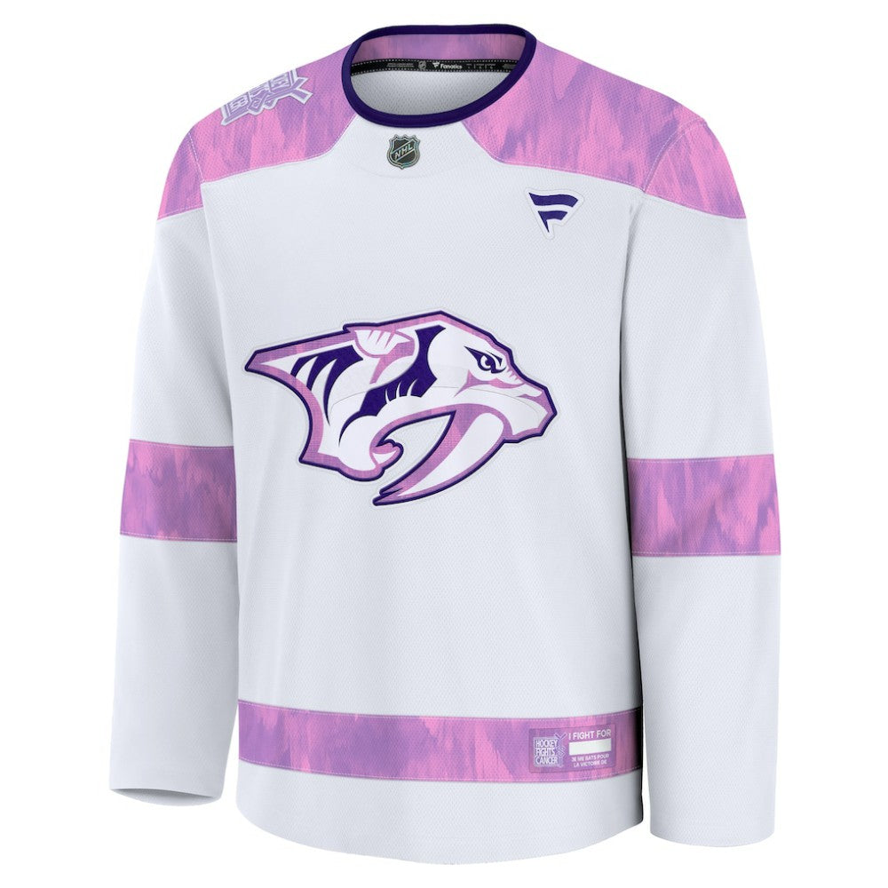 Nashville Predators Fanatics 2024 Hockey Fights Cancer Practice Jersey - White | US 202439773