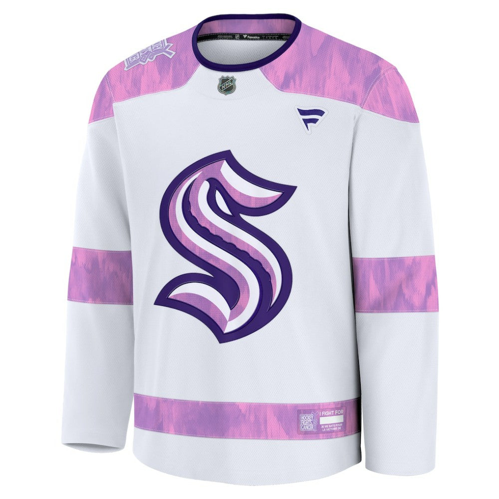 Seattle Kraken Fanatics 2024 Hockey Fights Cancer Practice Jersey - White | US 202439774