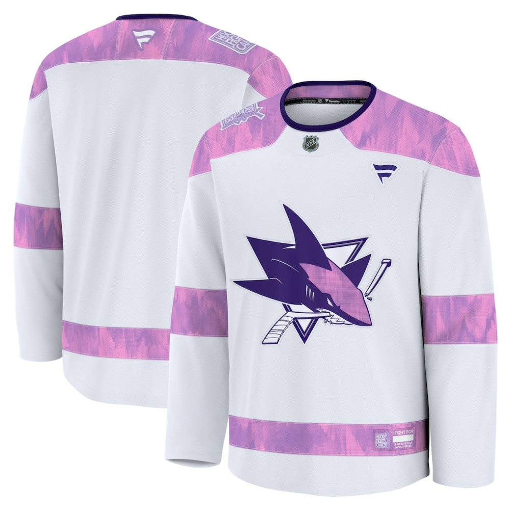 San Jose Sharks Fanatics 2024 Hockey Fights Cancer Practice Jersey - White | US 202439797