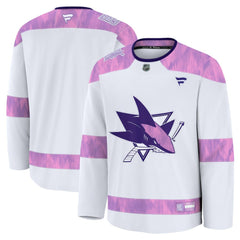 San Jose Sharks Fanatics 2024 Hockey Fights Cancer Practice Jersey - White | US 202439797