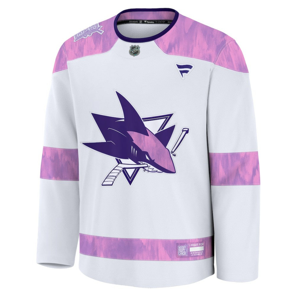 San Jose Sharks Fanatics 2024 Hockey Fights Cancer Practice Jersey - White | US 202439797