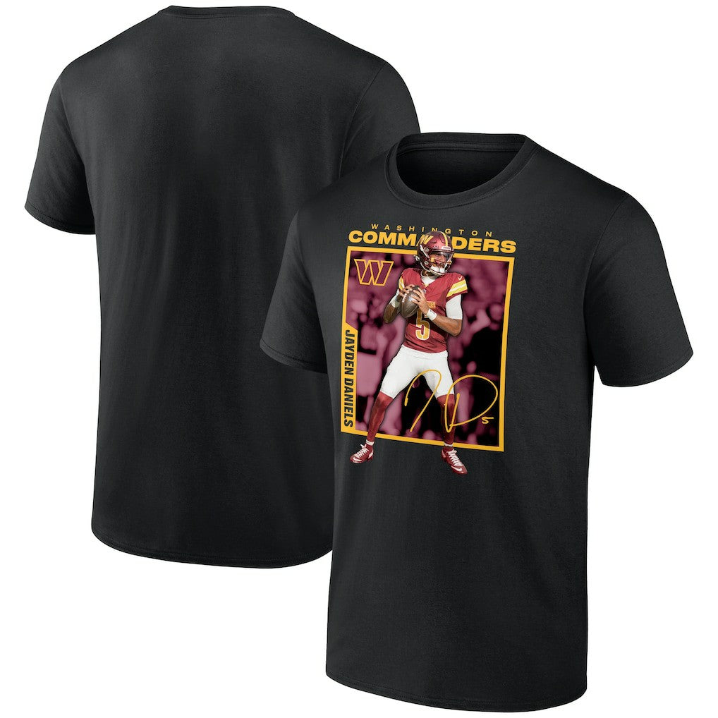 Jayden Daniels Washington Commanders Player Frame T-Shirt - Black T-shirts