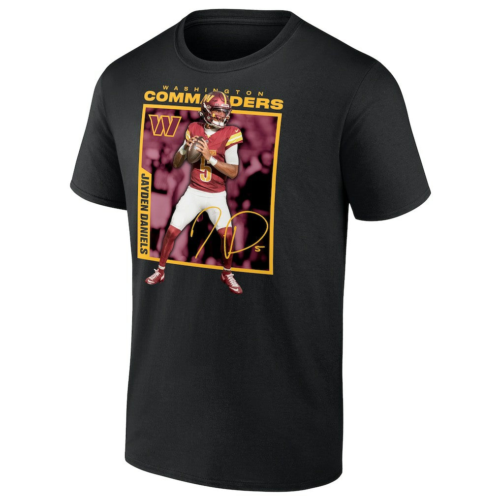 Jayden Daniels Washington Commanders Player Frame T-Shirt - Black T-shirts