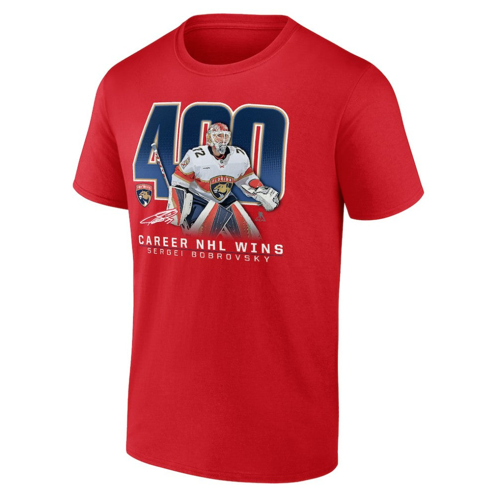 Sergei Bobrovsky Florida Panthers 400 Career Wins T-Shirt - Red | US 202441136