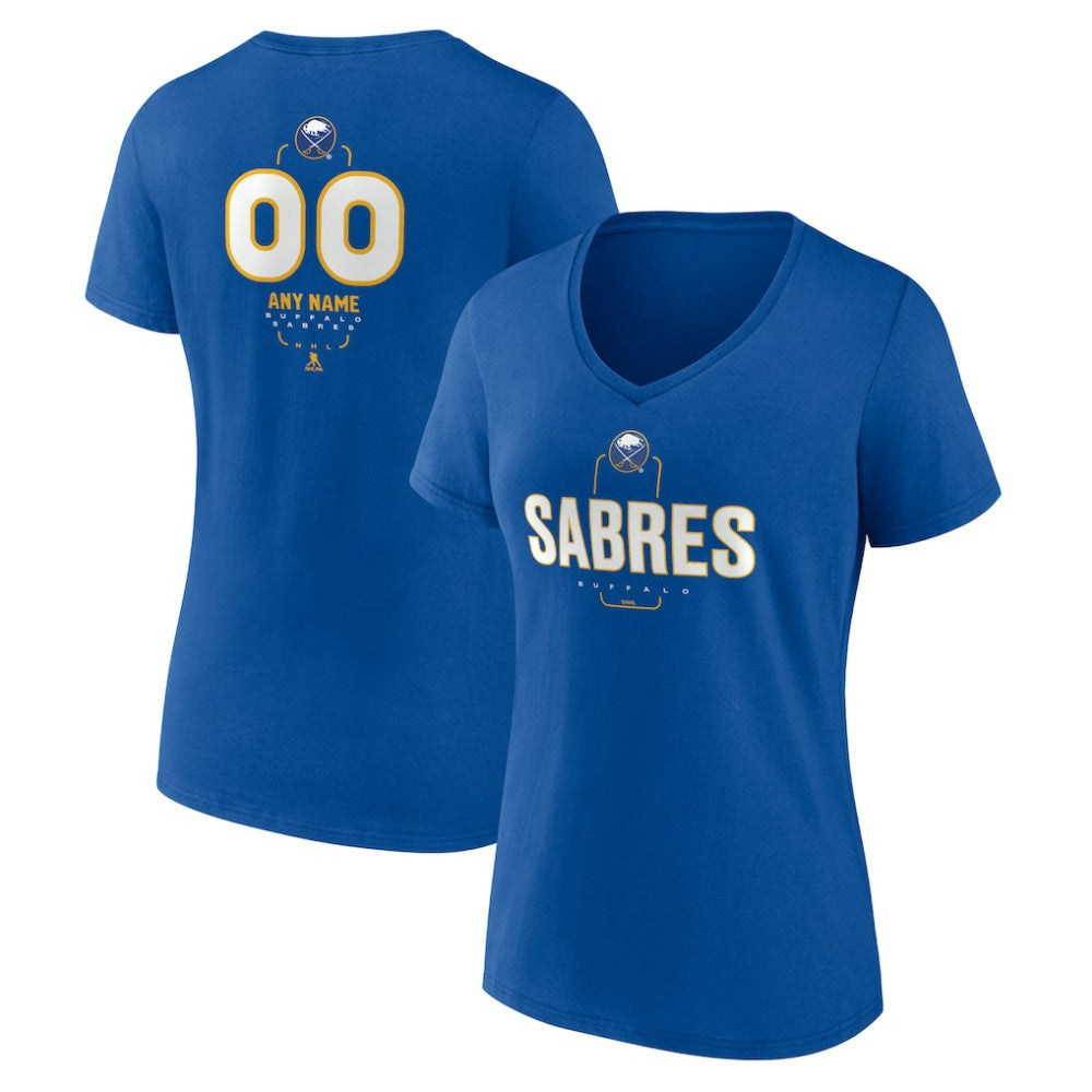 Buffalo Sabres Women's Personalized Name & Number Midfielder V-Neck T-Shirt - Royal | US 202441141