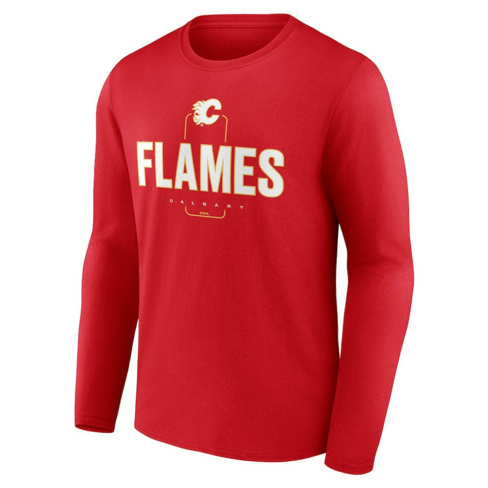 Calgary Flames Personalized Name & Number Midfielder Long Sleeve T-Shirt - Red | US 202441142