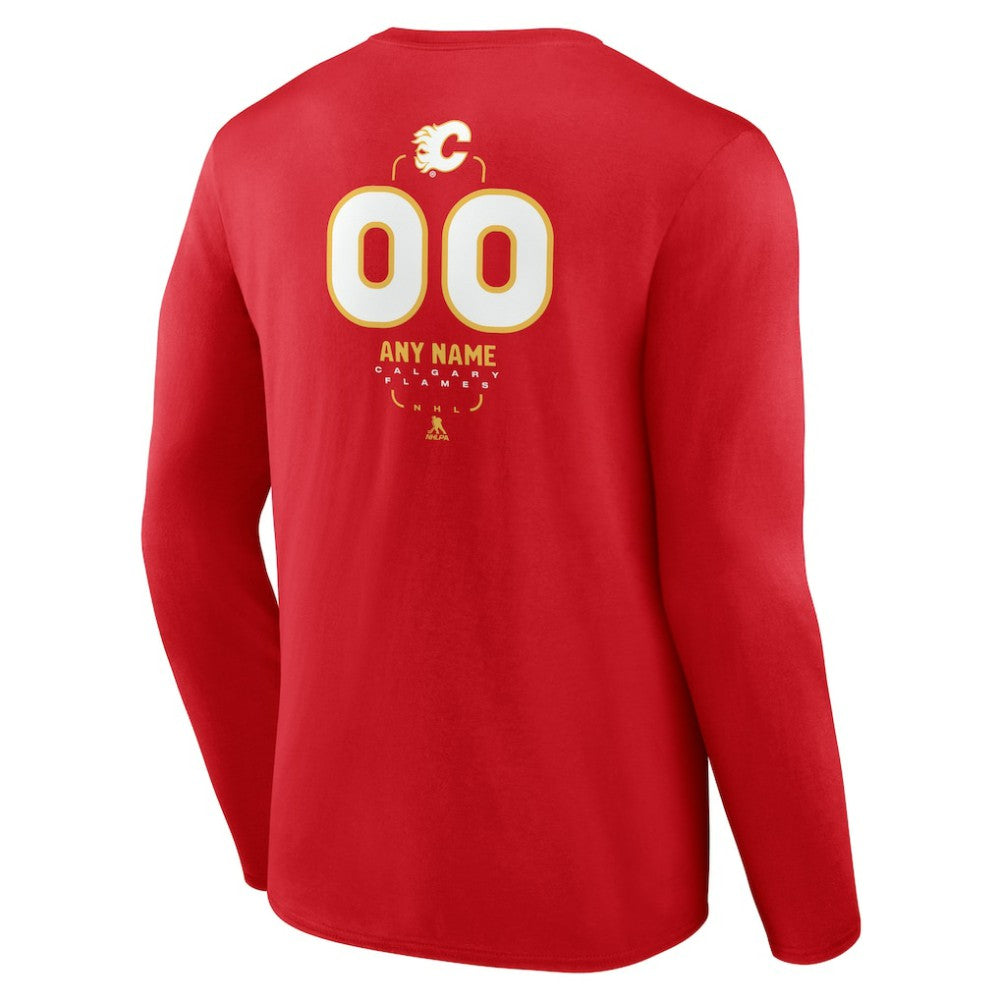 Calgary Flames Personalized Name & Number Midfielder Long Sleeve T-Shirt - Red | US 202441142