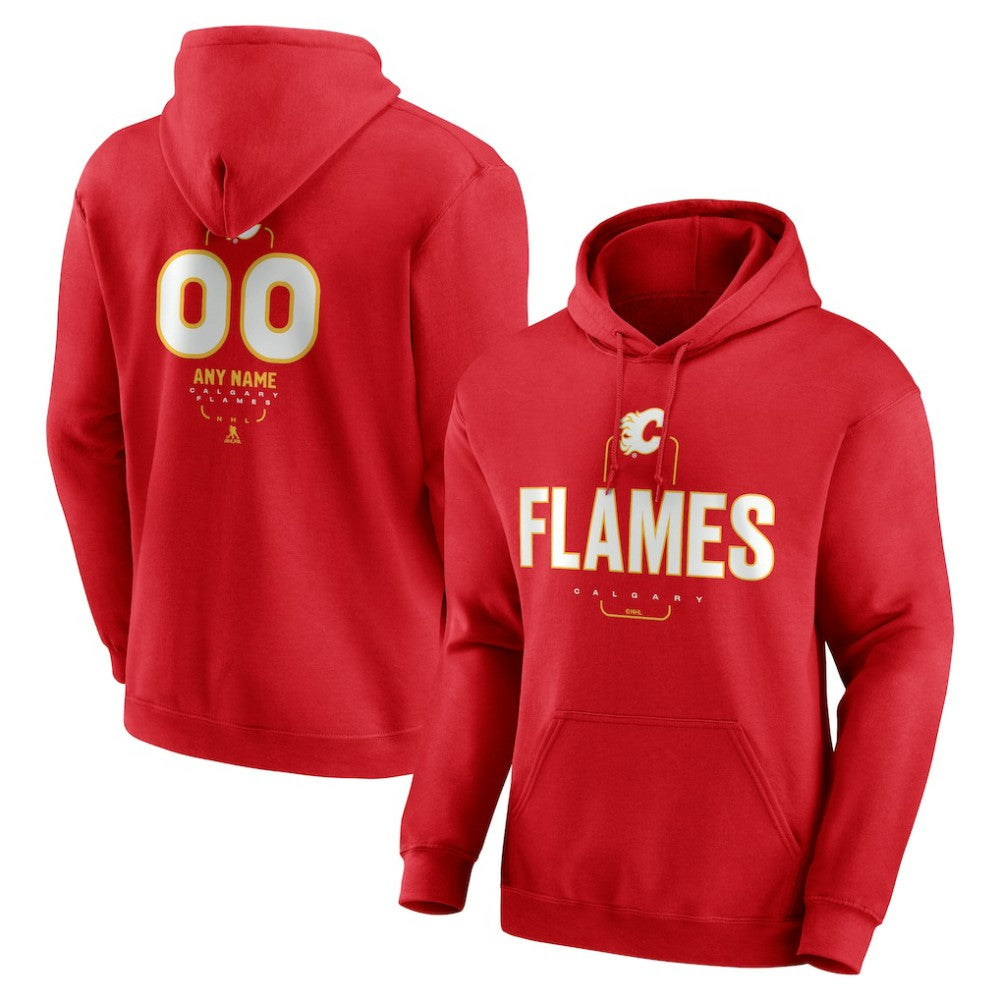 Calgary Flames Personalized Name & Number Midfielder Pullover Hoodie - Red | US 202441143