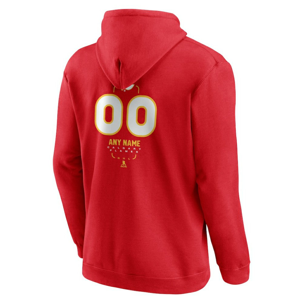 Calgary Flames Personalized Name & Number Midfielder Pullover Hoodie - Red | US 202441143