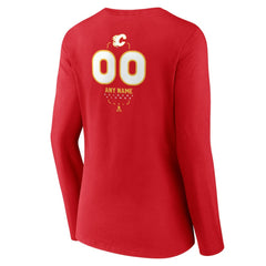 Calgary Flames Women's Personalized Name & Number Midfielder Long Sleeve V-Neck T-Shirt - Red | US 202441145