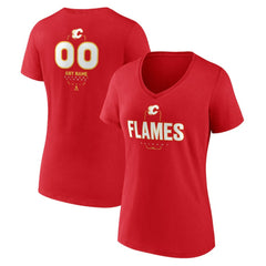 Calgary Flames Women's Personalized Name & Number Midfielder V-Neck T-Shirt - Red | US 202441146
