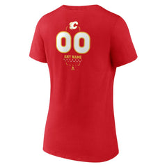 Calgary Flames Women's Personalized Name & Number Midfielder V-Neck T-Shirt - Red | US 202441146