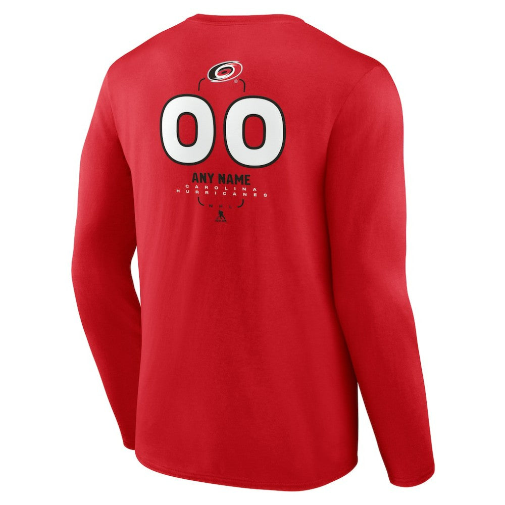 Carolina Hurricanes Personalized Name & Number Midfielder Long Sleeve T-Shirt - Red | US 202441147