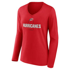 Carolina Hurricanes Women's Personalized Name & Number Midfielder Long Sleeve V-Neck T-Shirt - Red | US 202441150