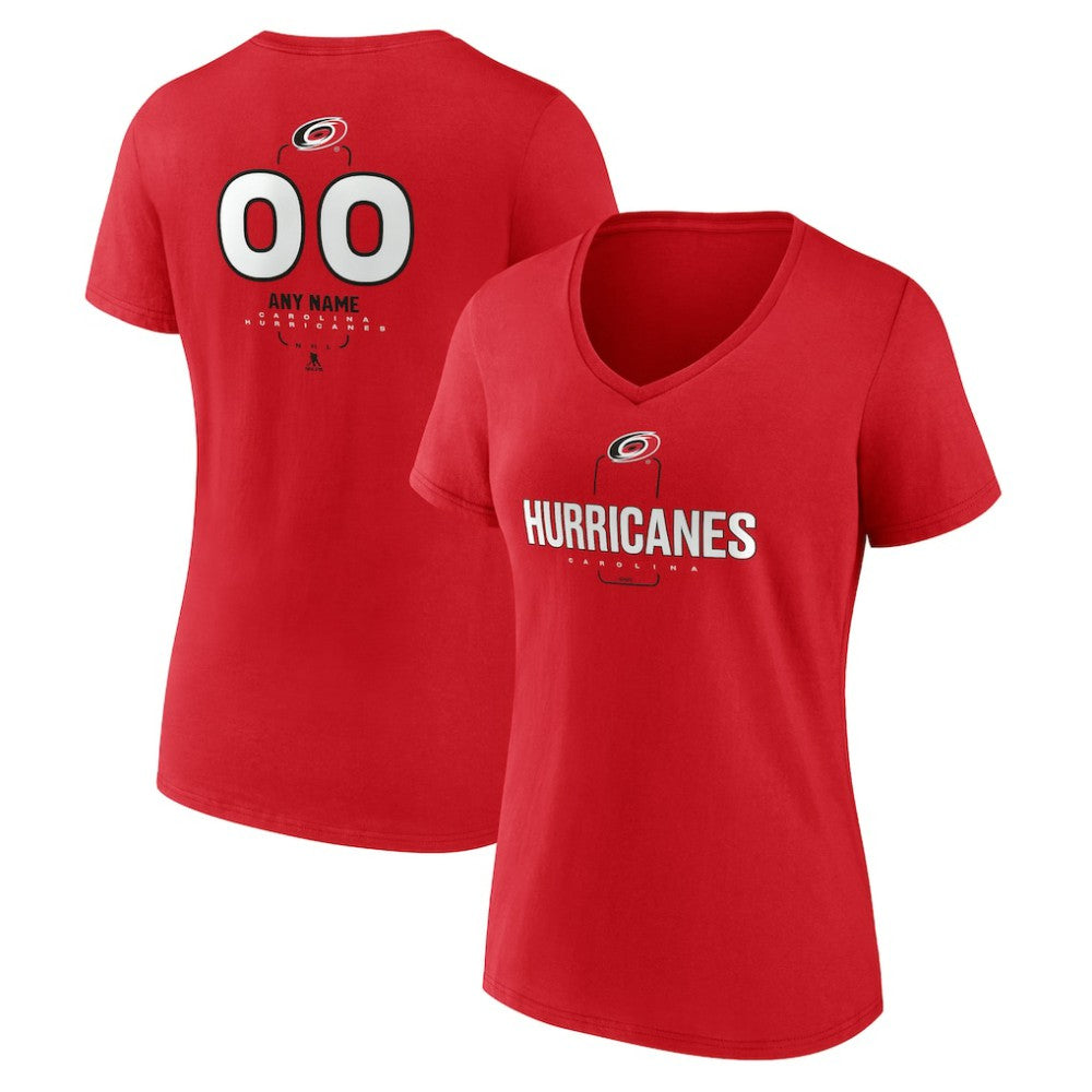 Carolina Hurricanes Women's Personalized Name & Number Midfielder V-Neck T-Shirt - Red | US 202441151
