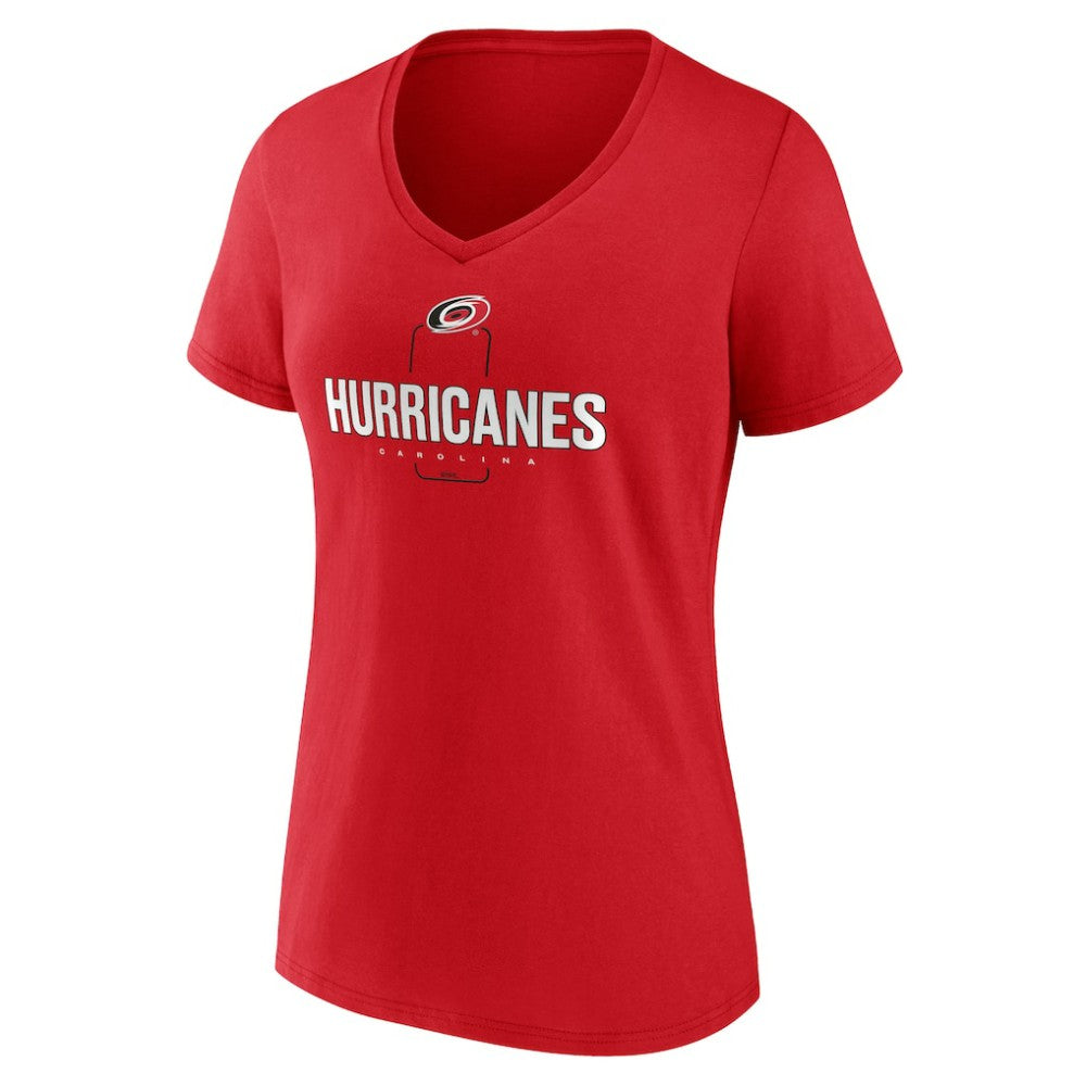 Carolina Hurricanes Women's Personalized Name & Number Midfielder V-Neck T-Shirt - Red | US 202441151