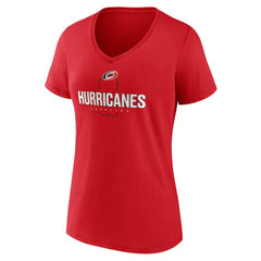 Carolina Hurricanes Women's Personalized Name & Number Midfielder V-Neck T-Shirt - Red | US 202441151