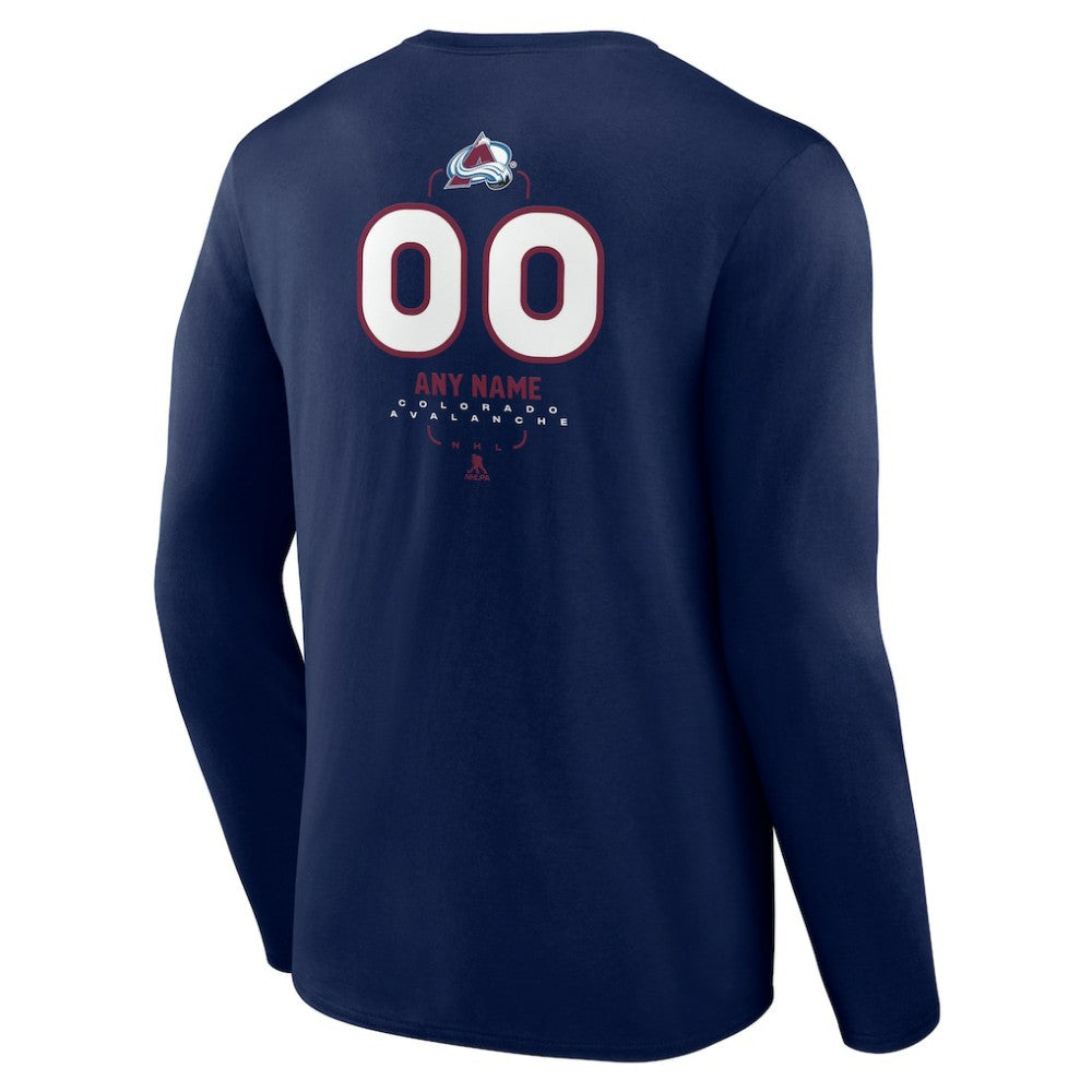 Colorado Avalanche Personalized Name & Number Midfielder Long Sleeve T-Shirt - Navy | US 202441157