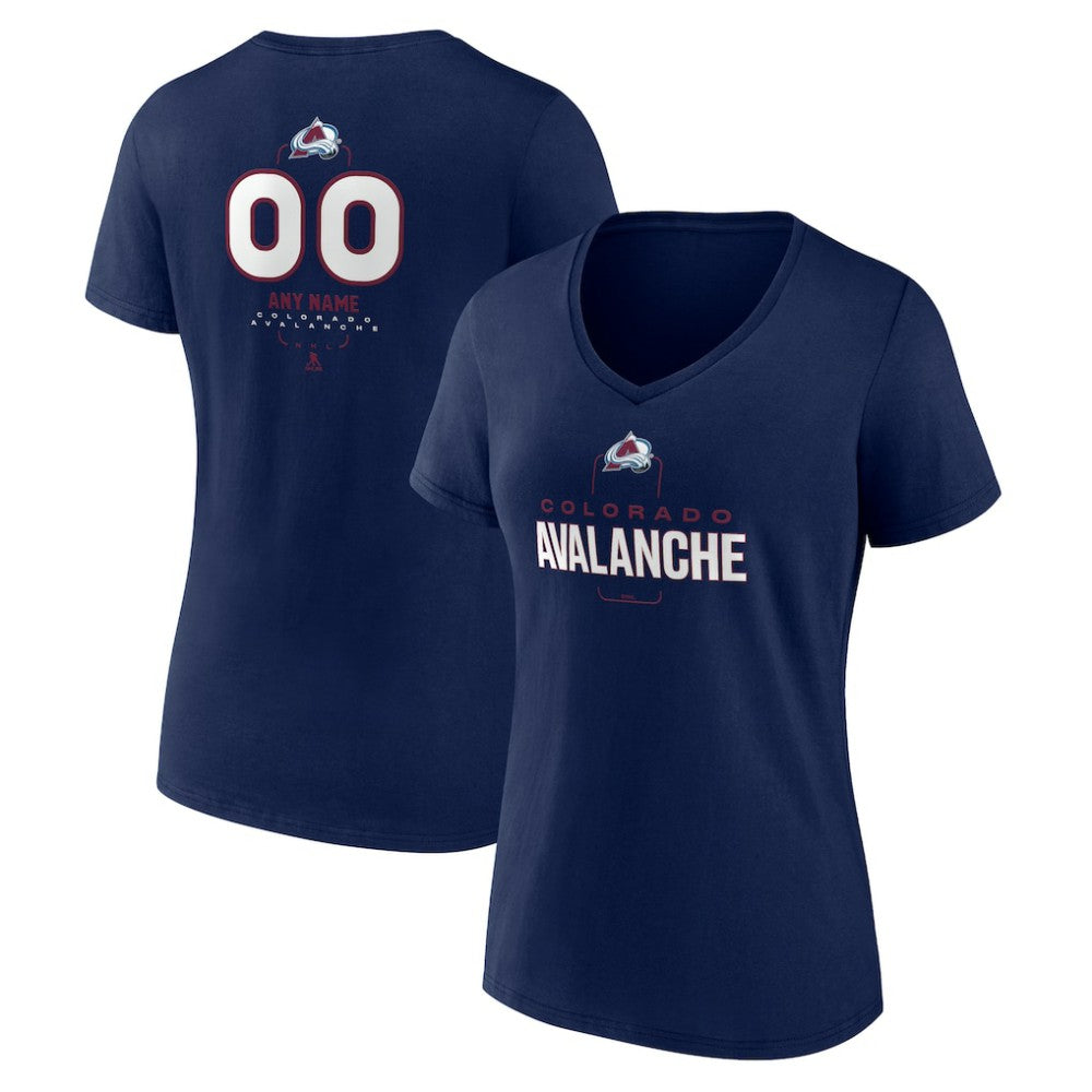 Colorado Avalanche Women's Personalized Name & Number Midfielder V-Neck T-Shirt - Navy | US 202441161