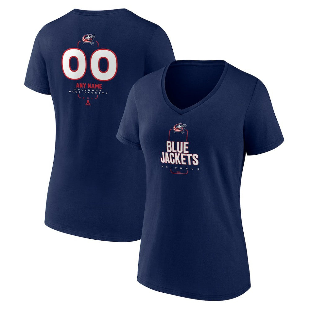 Columbus Blue Jackets Women's Personalized Name & Number Midfielder V-Neck T-Shirt - Navy | US 202441166