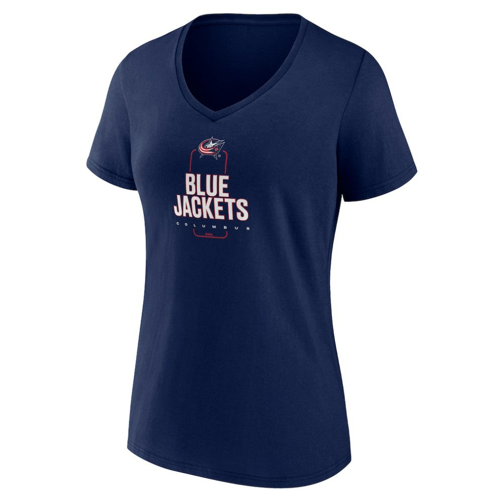 Columbus Blue Jackets Women's Personalized Name & Number Midfielder V-Neck T-Shirt - Navy | US 202441166