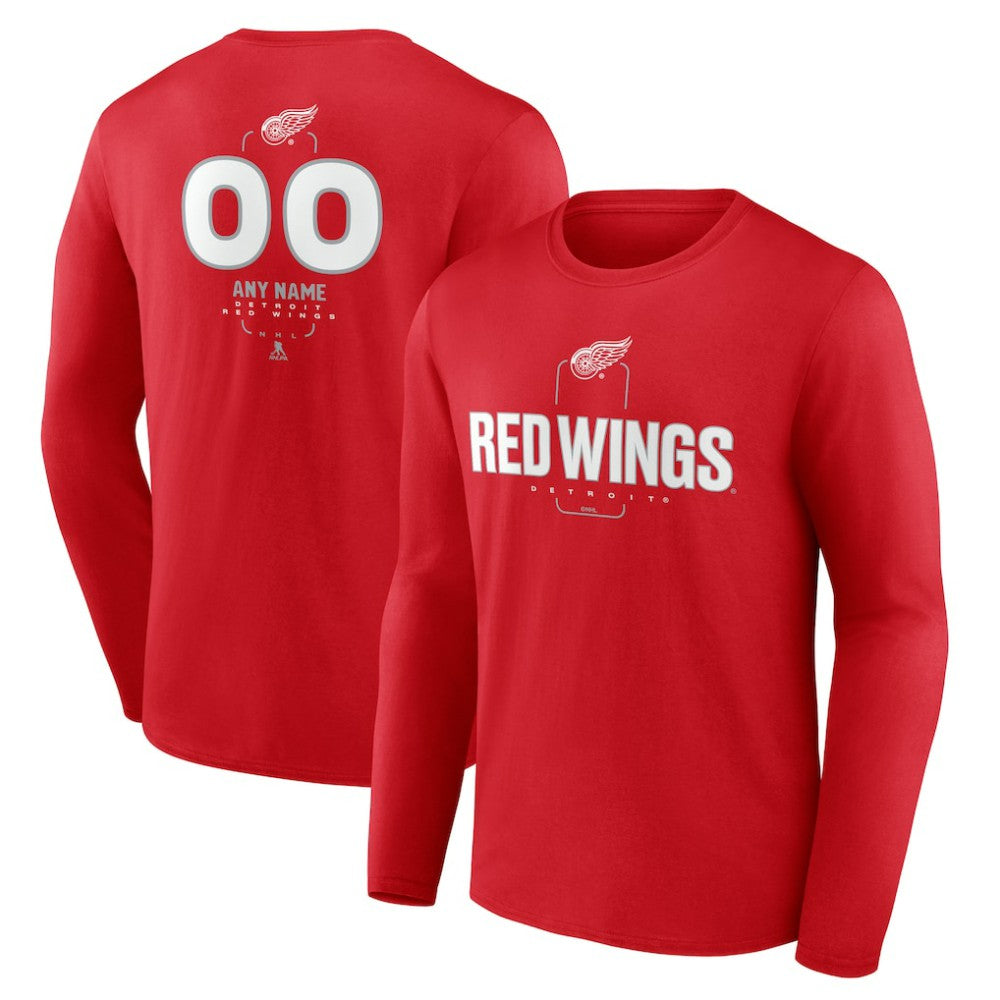 Detroit Red Wings Personalized Name & Number Midfielder Long Sleeve T-Shirt - Red | US 202441167