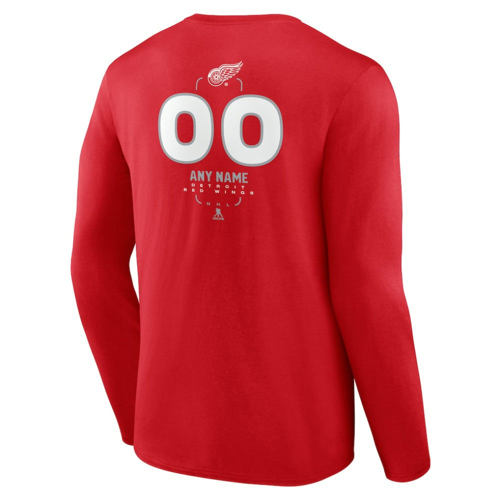 Detroit Red Wings Personalized Name & Number Midfielder Long Sleeve T-Shirt - Red | US 202441167