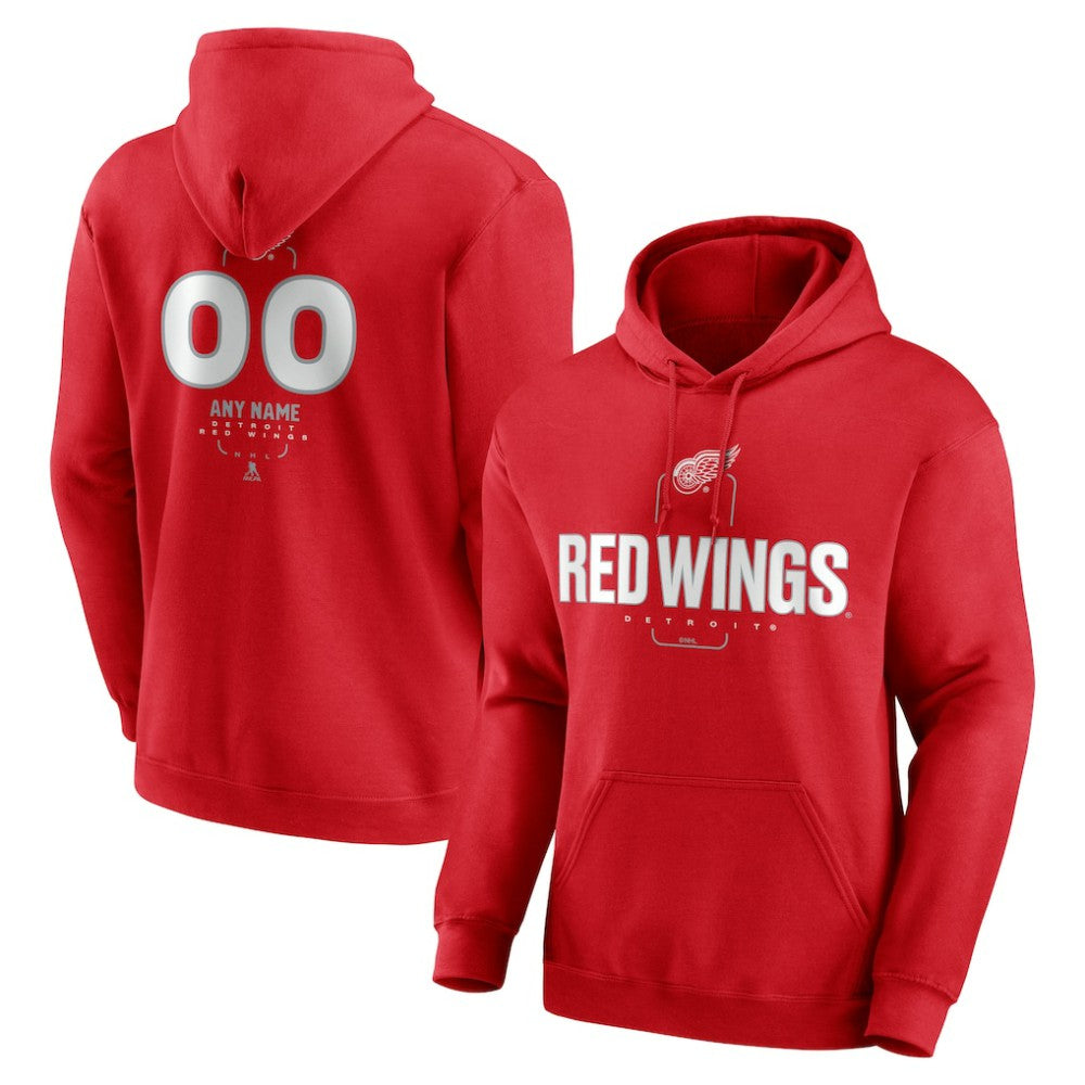 Detroit Red Wings Personalized Name & Number Midfielder Pullover Hoodie - Red | US 202441168