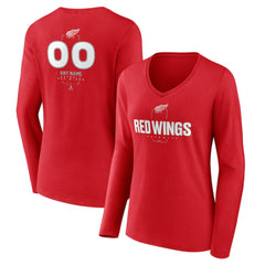 Detroit Red Wings Women's Personalized Name & Number Midfielder Long Sleeve V-Neck T-Shirt - Red | US 202441170