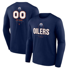Edmonton Oilers Personalized Name & Number Midfielder Long Sleeve T-Shirt - Navy | US 202441171