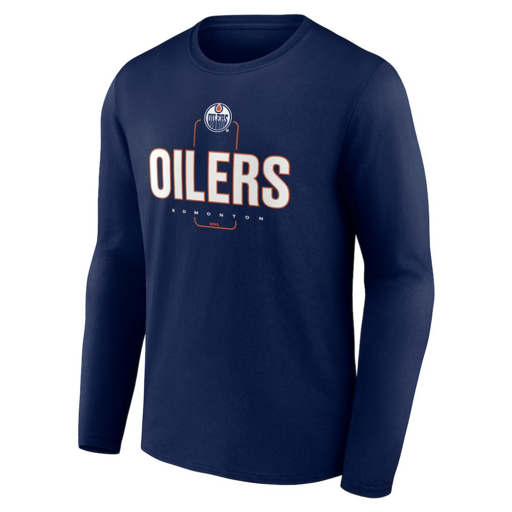 Edmonton Oilers Personalized Name & Number Midfielder Long Sleeve T-Shirt - Navy | US 202441171