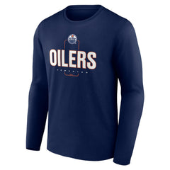 Edmonton Oilers Personalized Name & Number Midfielder Long Sleeve T-Shirt - Navy | US 202441171