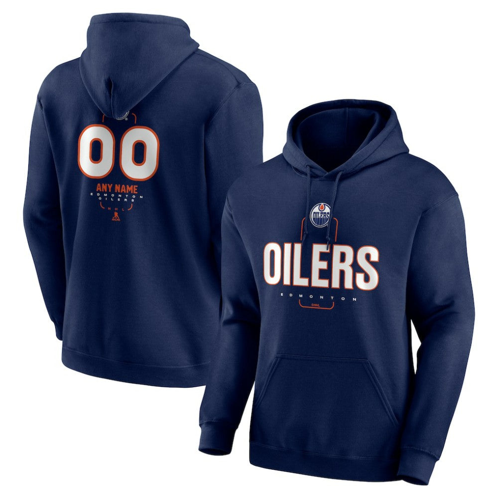 Edmonton Oilers Personalized Name & Number Midfielder Pullover Hoodie - Navy | US 202441172