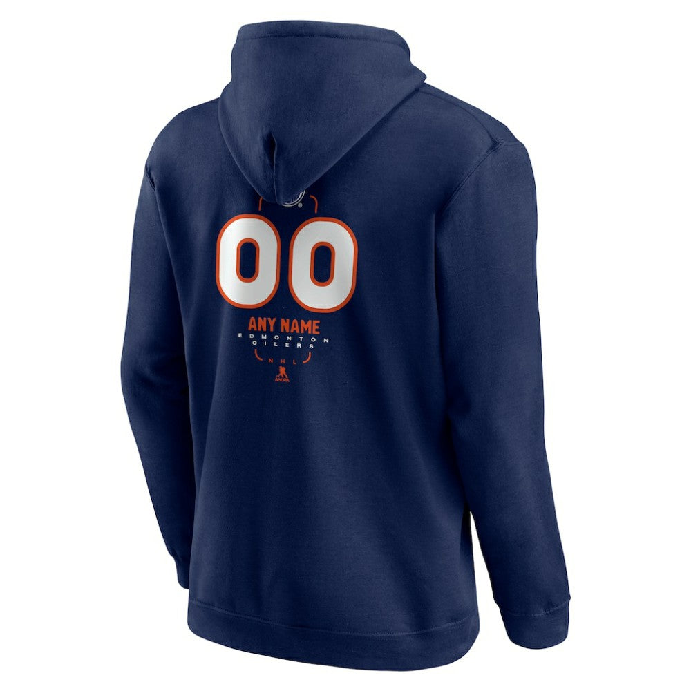 Edmonton Oilers Personalized Name & Number Midfielder Pullover Hoodie - Navy | US 202441172