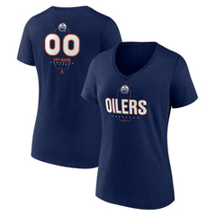 Edmonton Oilers Women's Personalized Name & Number Midfielder V-Neck T-Shirt - Navy | US 202441175