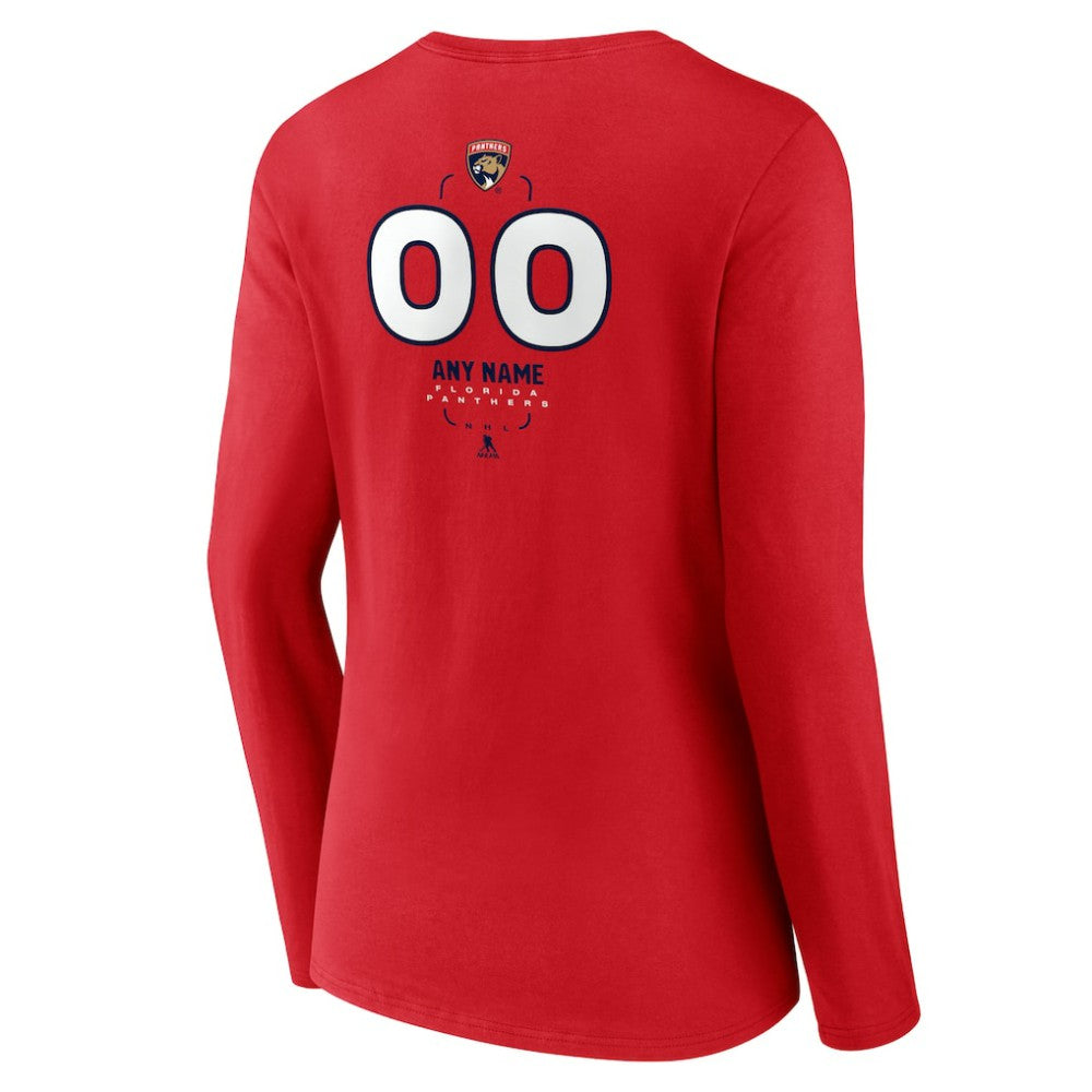 Florida Panthers Women's Personalized Name & Number Midfielder Long Sleeve V-Neck T-Shirt - Red | US 202441179
