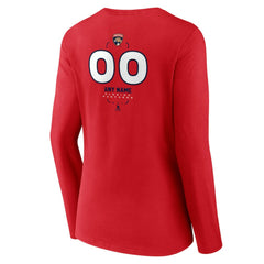 Florida Panthers Women's Personalized Name & Number Midfielder Long Sleeve V-Neck T-Shirt - Red | US 202441179