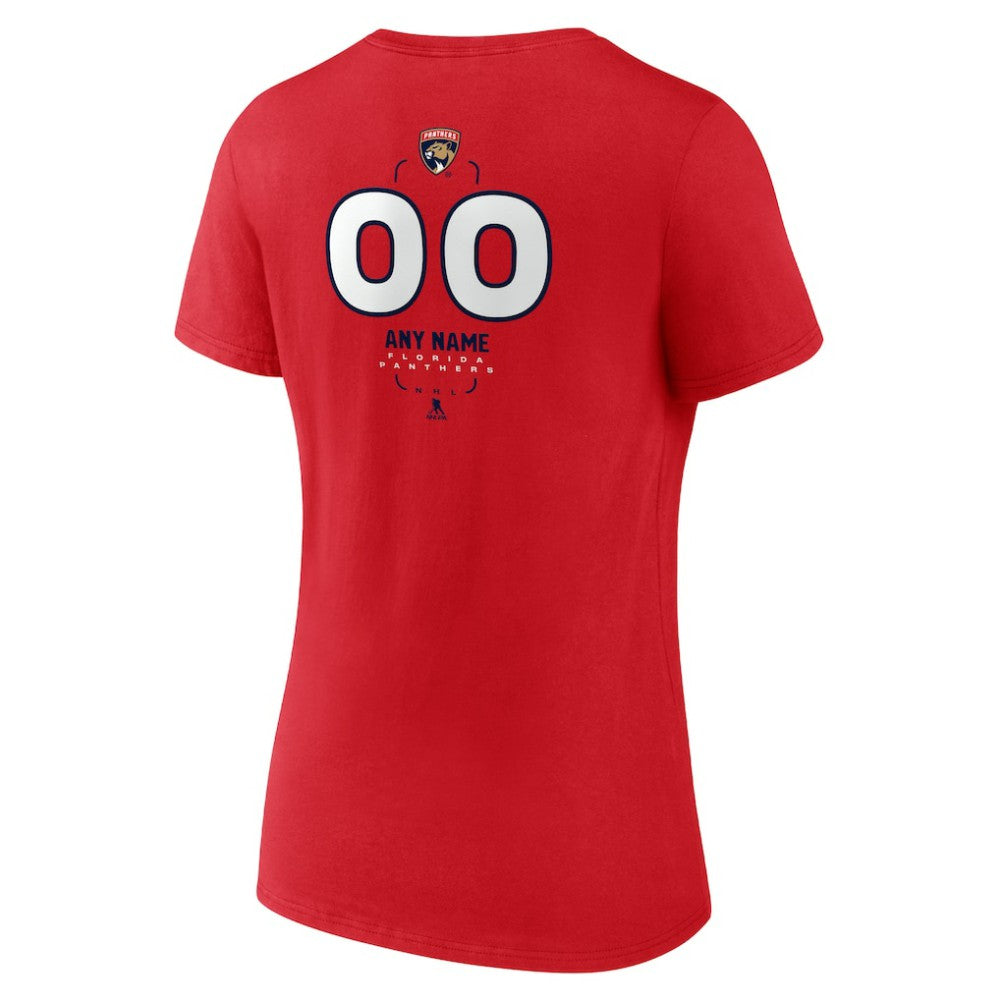 Florida Panthers Women's Personalized Name & Number Midfielder V-Neck T-Shirt - Red | US 202441180