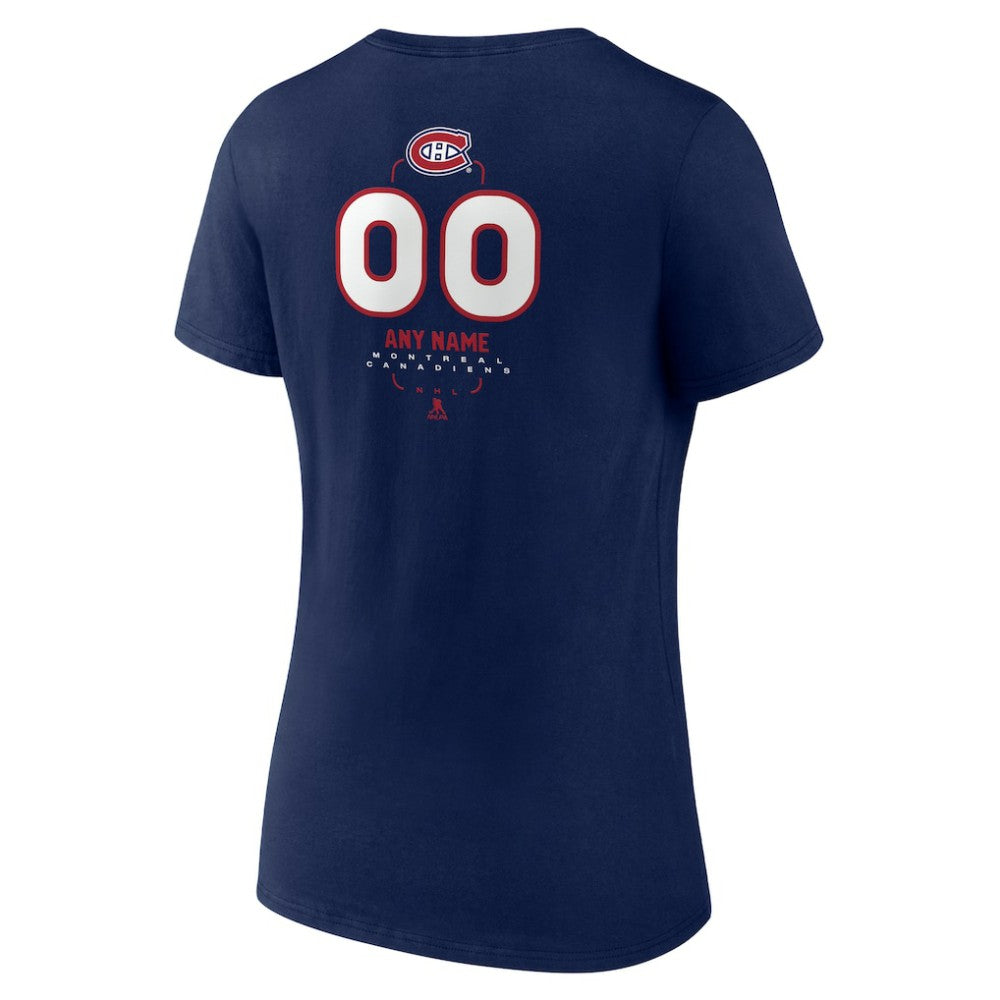 Montreal Canadiens Women's Personalized Name & Number Midfielder V-Neck T-Shirt - Navy | US 202441185