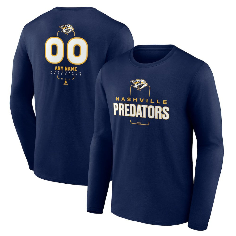 Nashville Predators Personalized Name & Number Midfielder Long Sleeve T-Shirt - Navy | US 202441186