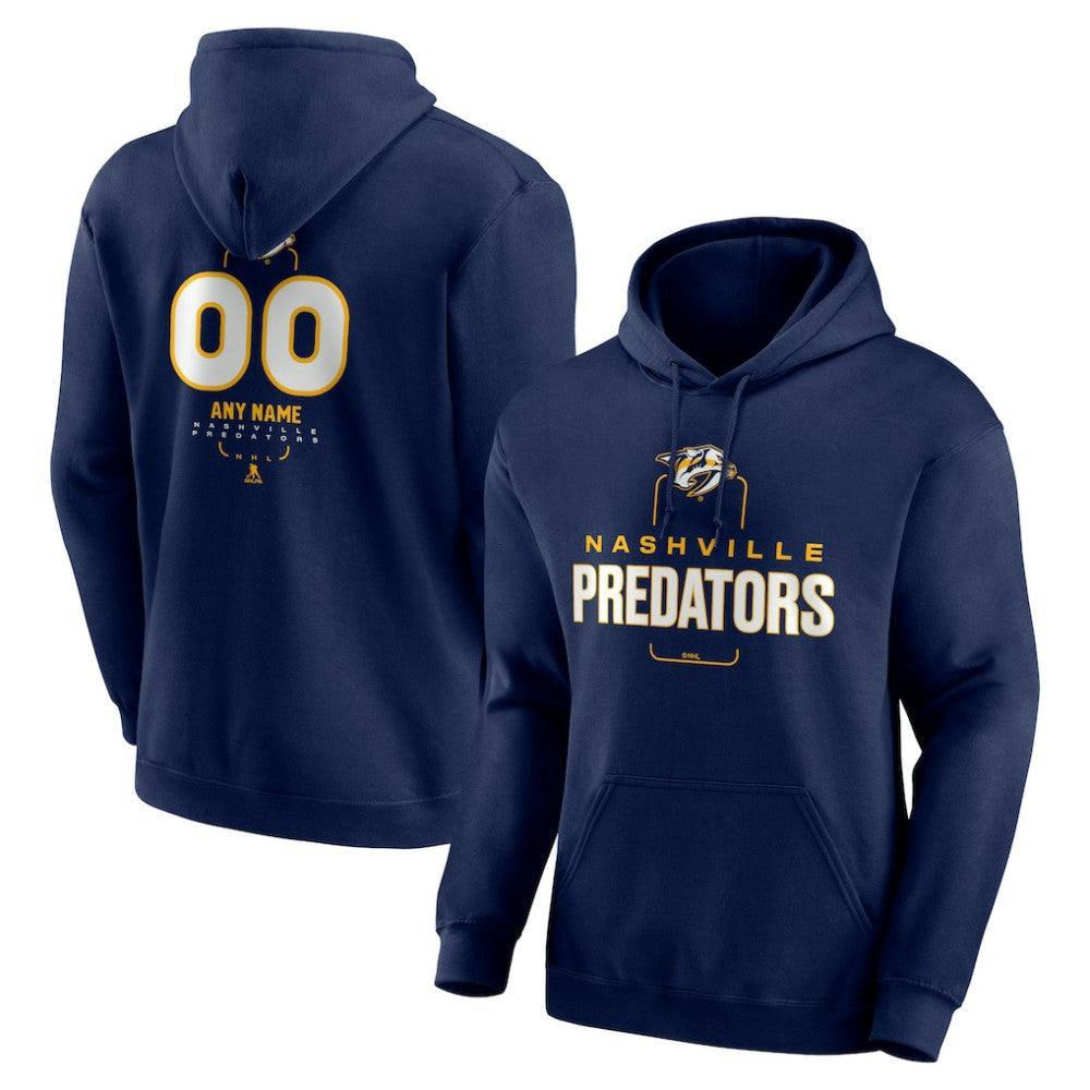 Nashville Predators Personalized Name & Number Midfielder Pullover Hoodie - Navy | US 202441187