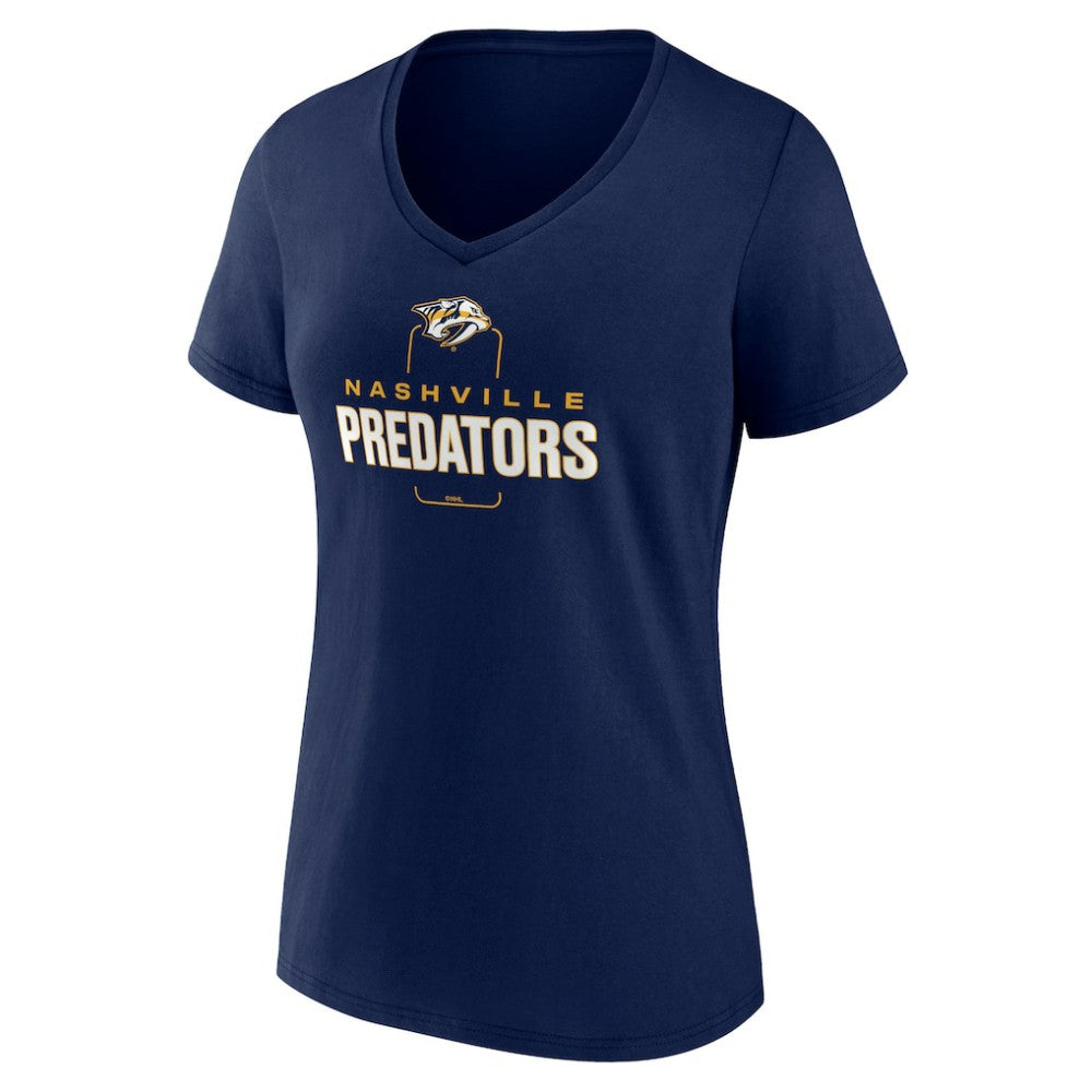 Nashville Predators Women's Personalized Name & Number Midfielder V-Neck T-Shirt - Navy | US 202441190