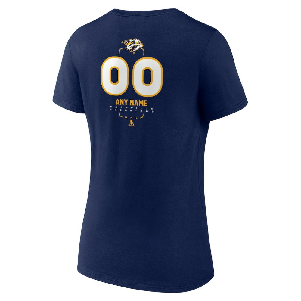 Nashville Predators Women's Personalized Name & Number Midfielder V-Neck T-Shirt - Navy | US 202441190