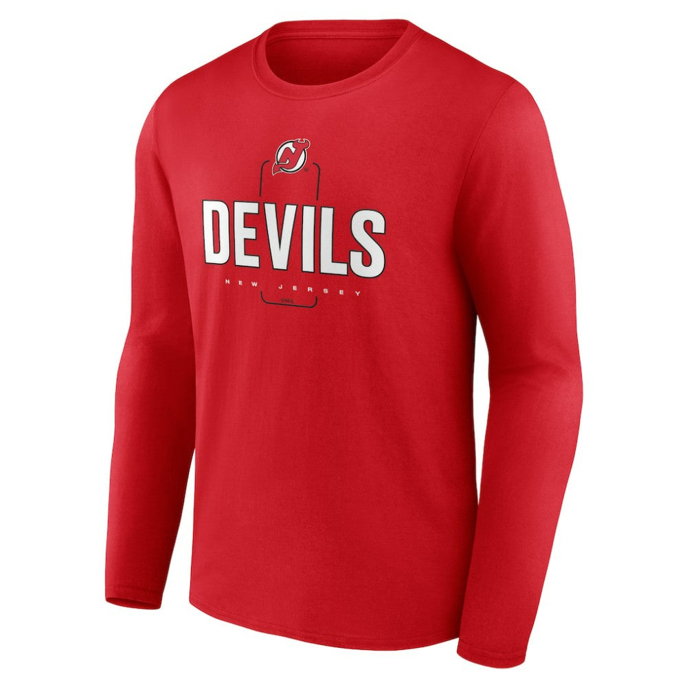 New Jersey Devils Personalized Name & Number Midfielder Long Sleeve T-Shirt - Red | US 202441191
