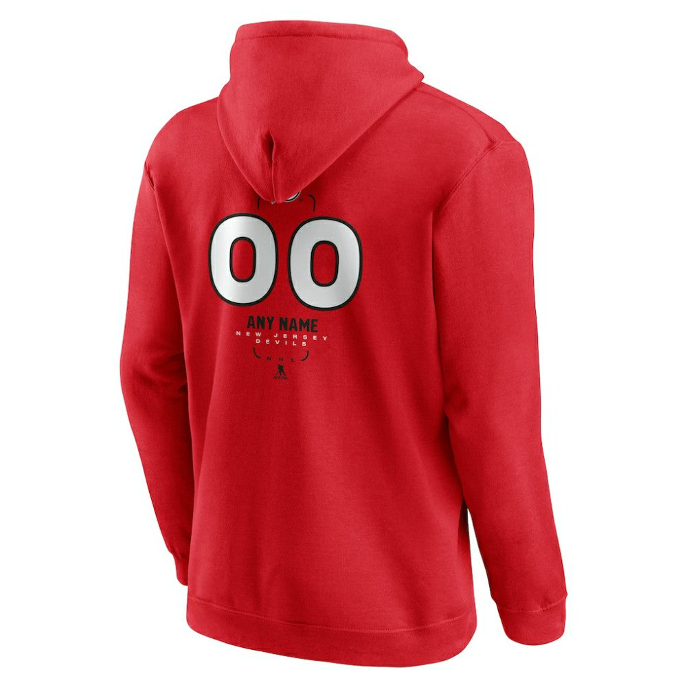 New Jersey Devils Personalized Name & Number Midfielder Pullover Hoodie - Red | US 202441192