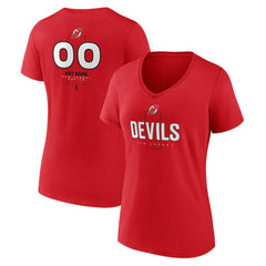 New Jersey Devils Women's Personalized Name & Number Midfielder V-Neck T-Shirt - Red | US 202441195